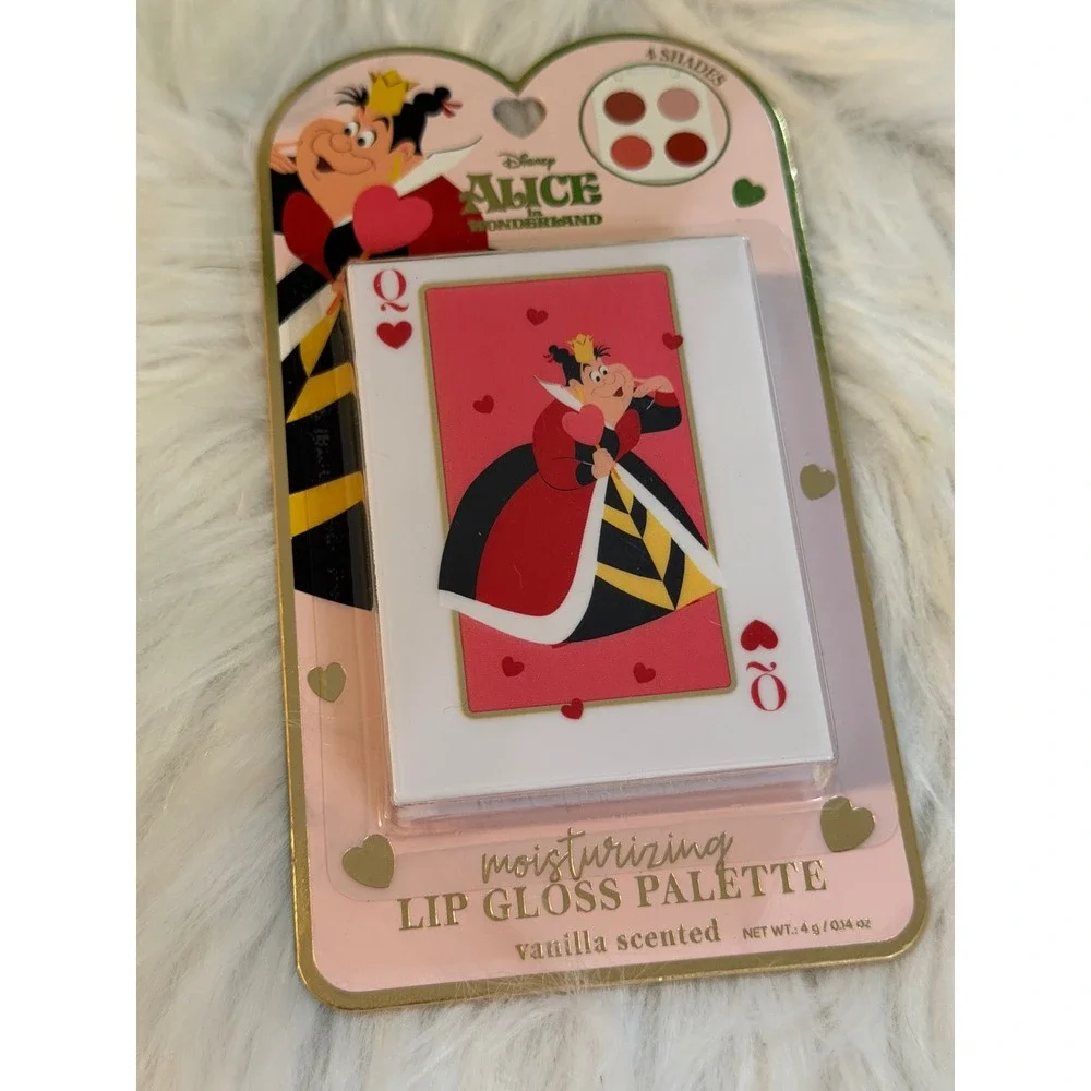 Disney Alice in Wonderland Queen of Hearts Lip Gloss Palette 4 Shades Vanilla